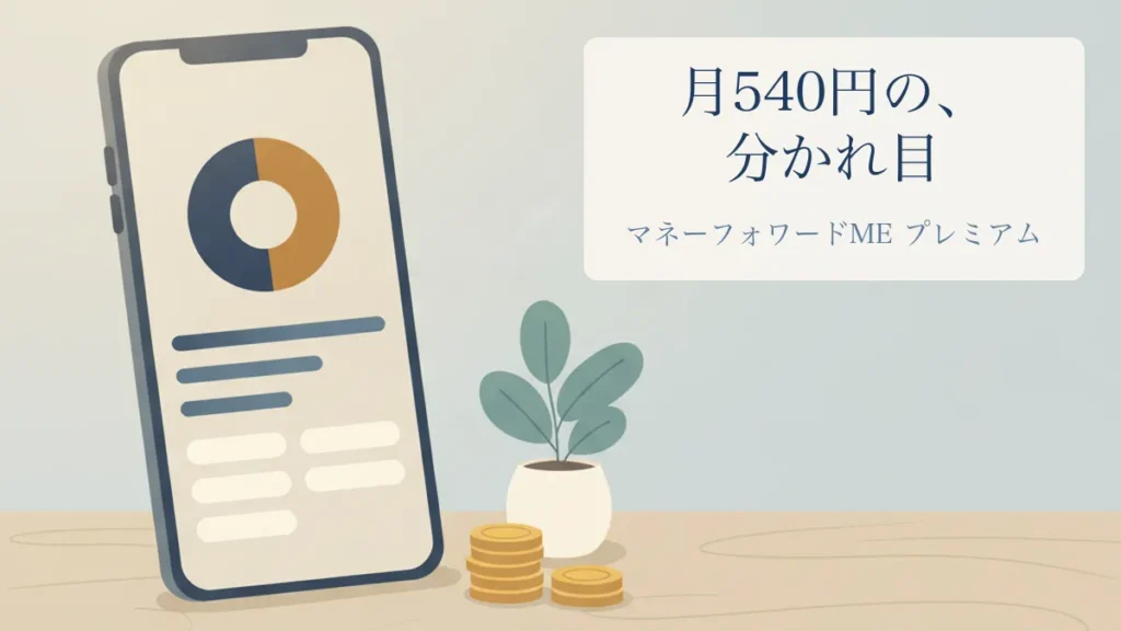 マネーフォワードMEプレミアムの月540円が無駄になる人とならない人の分かれ目を示すアイキャッチ