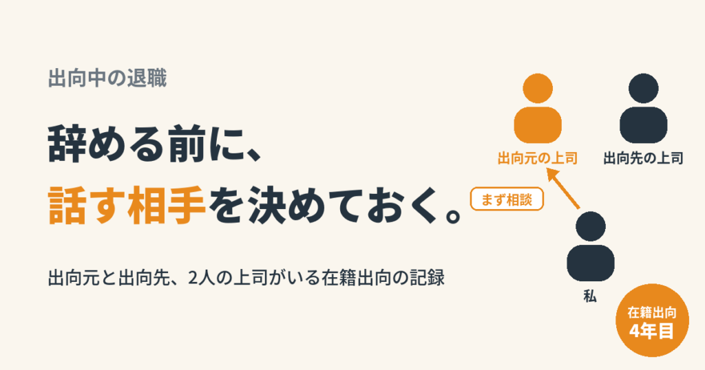 出向中の退職のアイキャッチ。辞める前に、話す相手を決めておく